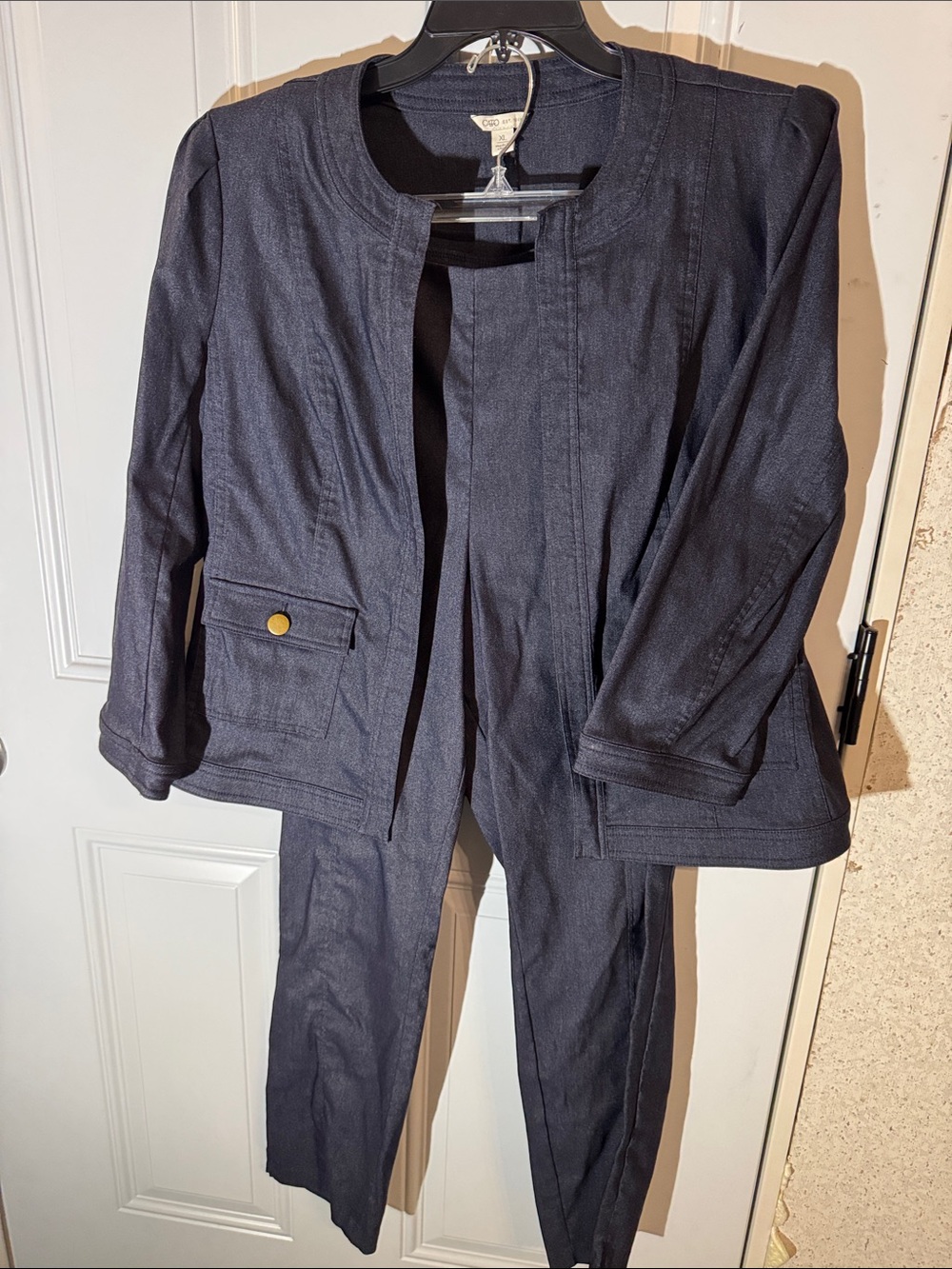 Cato Dark denim Cotton-Linen Jacket & Pants Suit lots of stretch